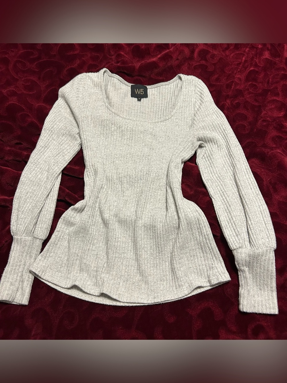 Light Gray Ribbed Knit Top